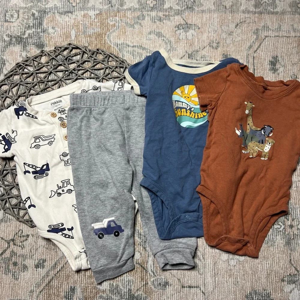 Bundle baby boy Carter’s bodysuits Pekkle truck outfit